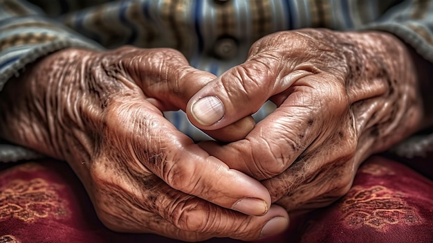 Les mains d'un homme âgé concept de pauvreté de longévité et de souvenirs pour cartes postales et articles de magazines