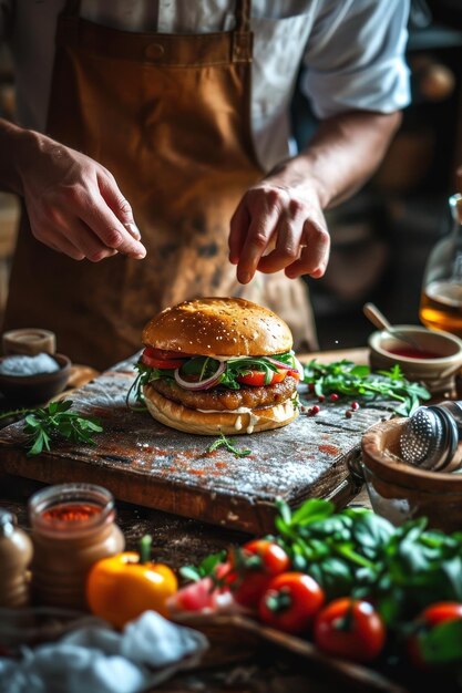 Les mains de l'homme tiennent le burger au fromage