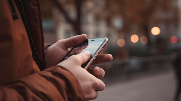 mains masculines avec des téléphones intelligents à l'extérieur