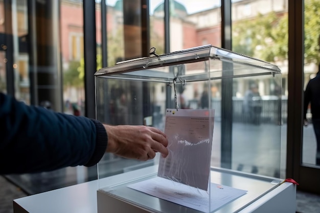 Des mains mettant un vote dans une urne