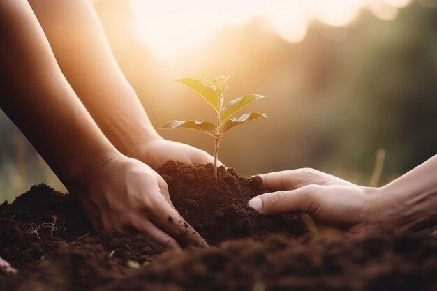 Mains plantant un arbre Générer Ai