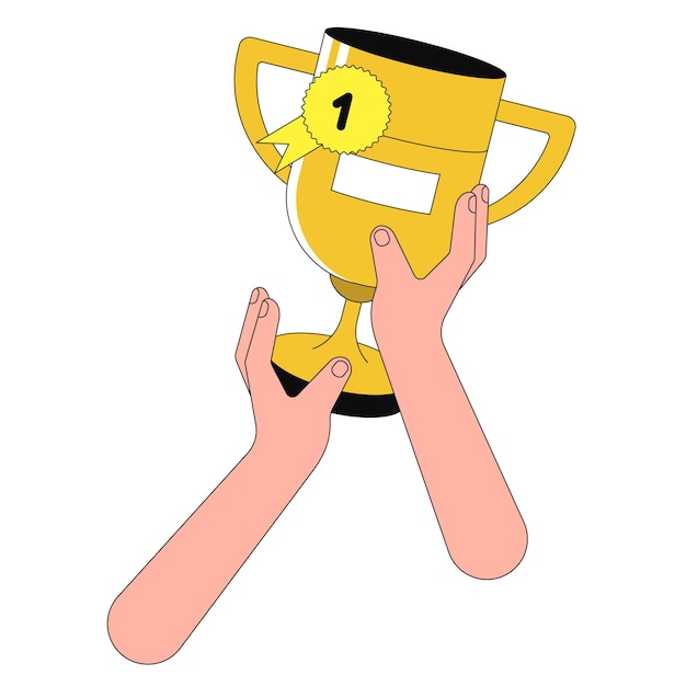 Des mains Png présentant le trophée illustration fond transparent