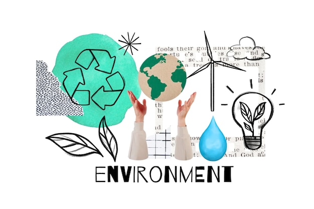 Les mains présentant le globe environnement png remix de griffon arrière-plan transparent