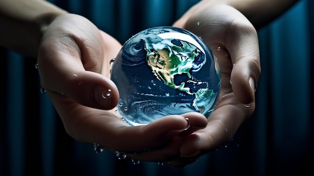 Les mains tenant la terre Jour de la terre et de l'eau
