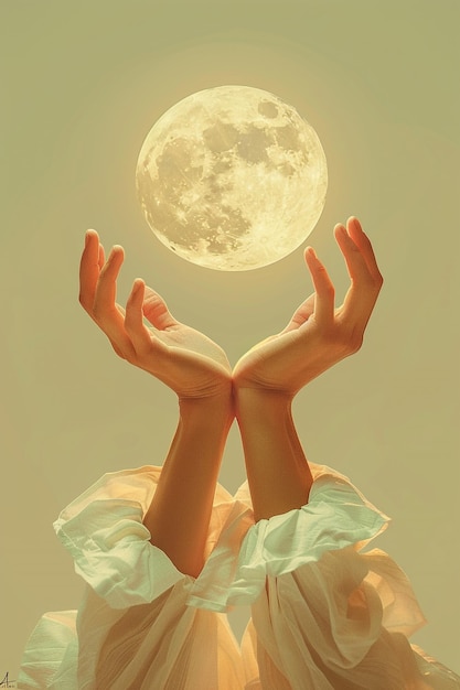 Des mains tendues vers la lune.