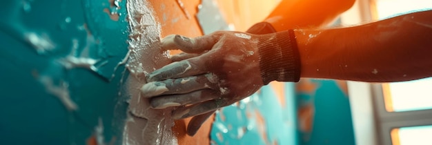 Photo les mains des travailleurs calfeutrant et scellant les lacunes mettant l'accent sur l'importance de l'étanchéité pendant la rénovation de l'appartement