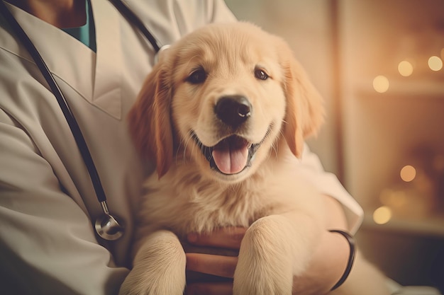 Mains vétérinaires attrapant un chien Générer Ai