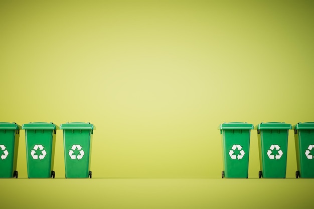 Maintenir la situation écologique sur la planète une poubelle avec des icônes de recyclage