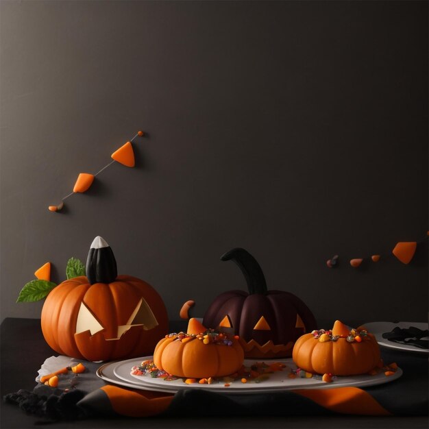 Photo des maïs bonbons d'halloween fantaisistes sur un fond d'assiette