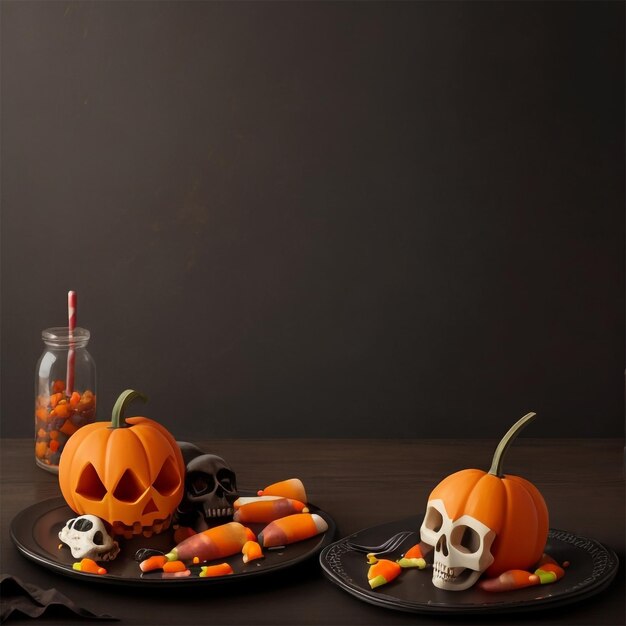 Photo des maïs bonbons d'halloween fantaisistes sur un fond d'assiette