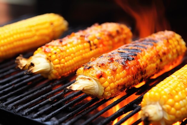 Maïs grillé sur la grille du barbecue