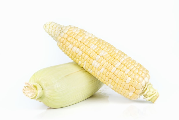 Maïs jaune sur fond blanc.