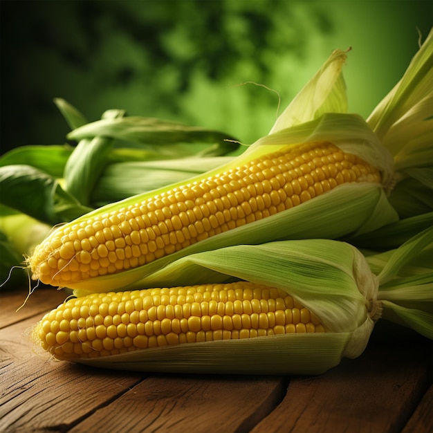 Photo maïs sucré con corny nourriture réaliste sur un fond blanc