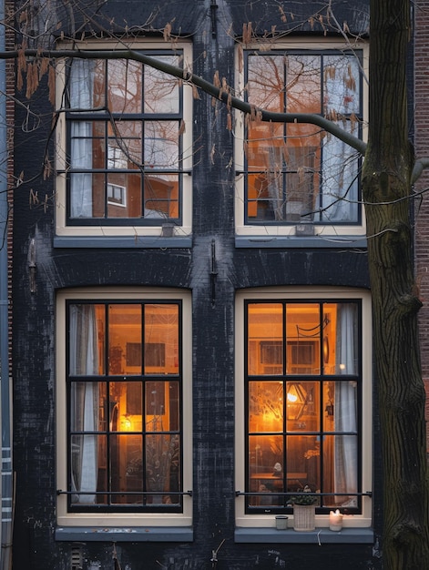 Une maison d'Amsterdam avec de belles fenêtres