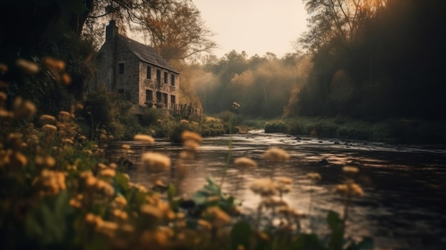 Une maison au bord de la rivière