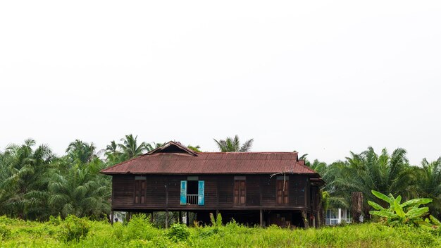 Une maison au milieu d'un champ