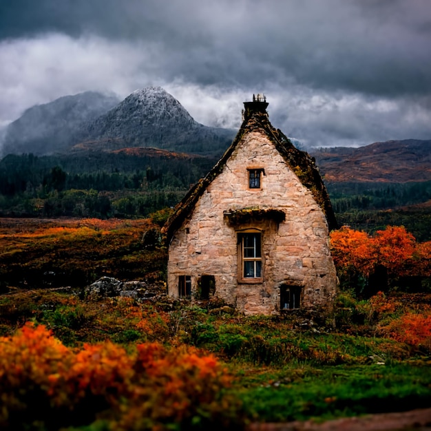 Maison au milieu de la montagne