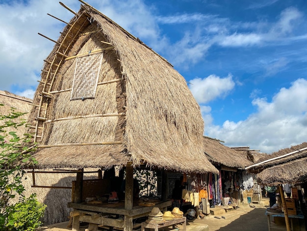 Photo une maison au toit de chaume en indonésie