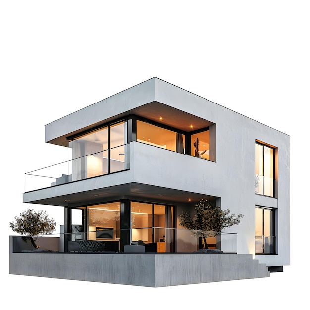 une maison avec un balcon et un balcon sur le dessus