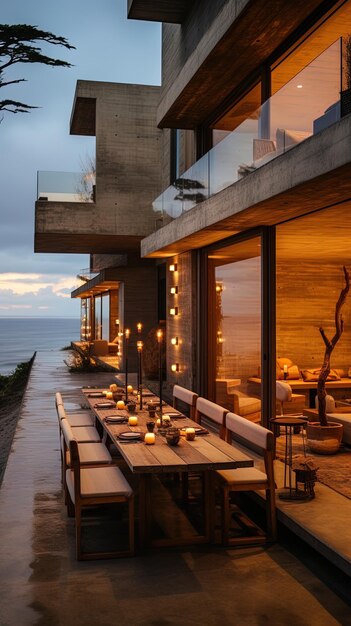 une maison avec un balcon et une vue sur l'océan