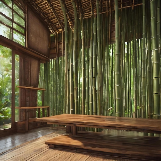 Maison en bambou, bois naturel, maison écologique, texture, arbre artistique dans les tropiques