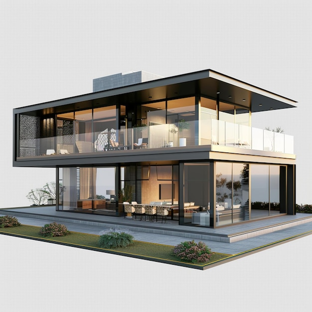 une maison avec beaucoup de fenêtres sur le dessus