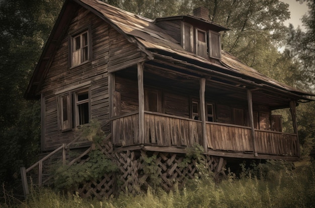 Une maison en bois abandonnée génère une IA.