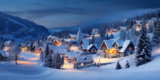 Une maison en bois en hiver