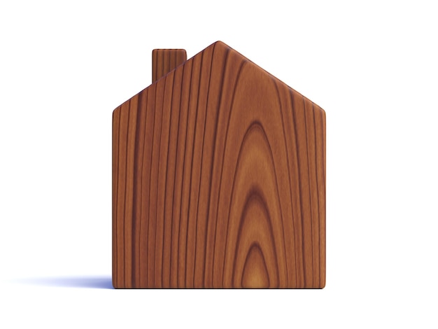 Maison en bois isolée sur fond blanc. illustration 3d