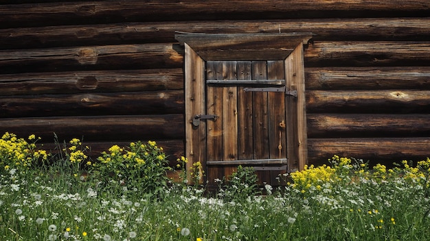 Photo une maison en bois avec une porte qui dit 'la porte'