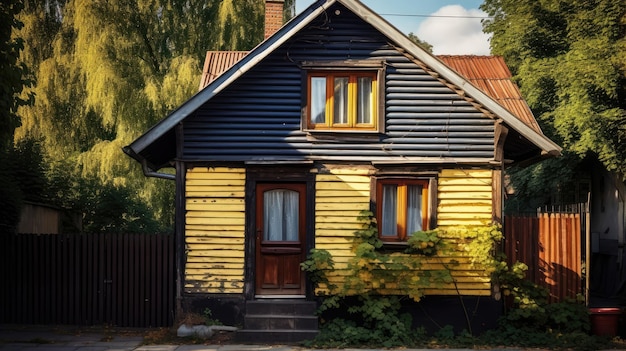 Une maison en bois en ville.