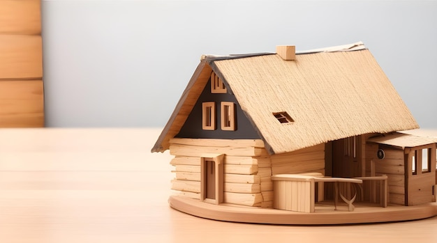 Maison en bois et voiture AIGénérée