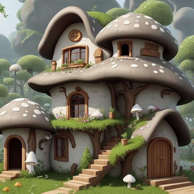 Une maison de champignons mignonne générée par Ai