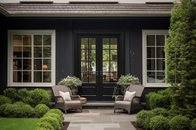 Photo maison classique de l'oregon avec une porte d'entrée noire