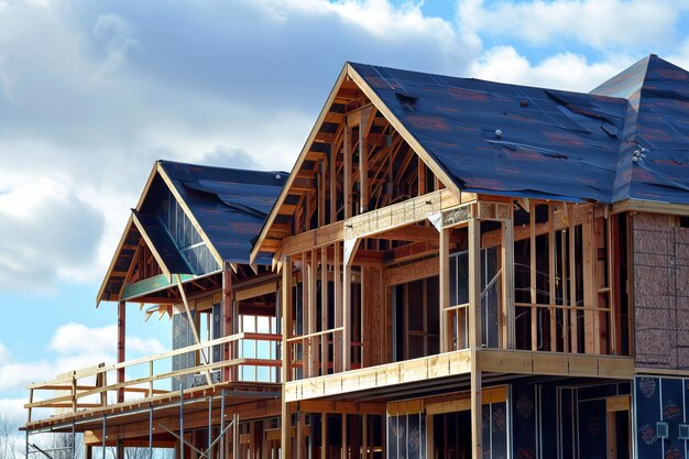 Photo une maison en construction avec un cadre en bois