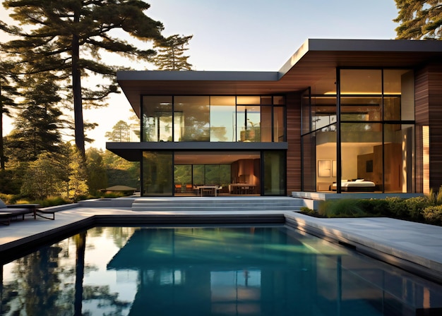 Maison contemporaine moderne avec grande piscine