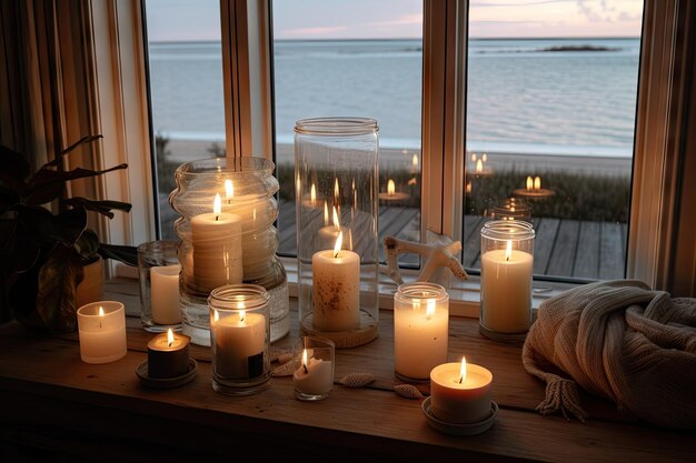 Maison côtière confortable avec des bougies et de la musique pour une ambiance paisible