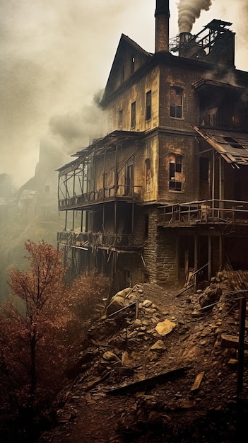 une maison dans le brouillard