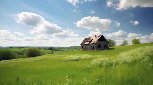 Maison dans un champ