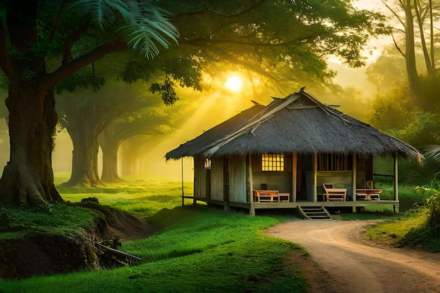 une maison dans la forêt