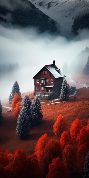 une maison dans les montagnes