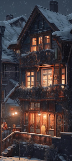 Une maison dans la neige