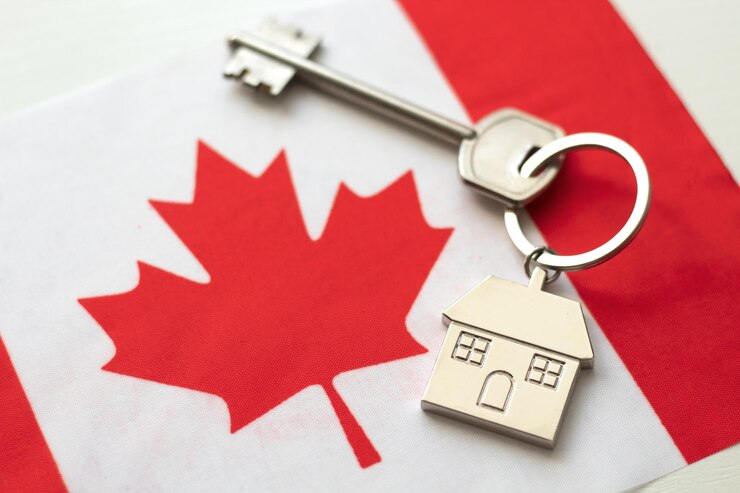 Maison avec le drapeau du Canada Immigration au Canada Acheter un bien immobilier Maisons à louer à Ottawa Prix de l'immobilier Acquisition d'un bien immobilier dans un autre état