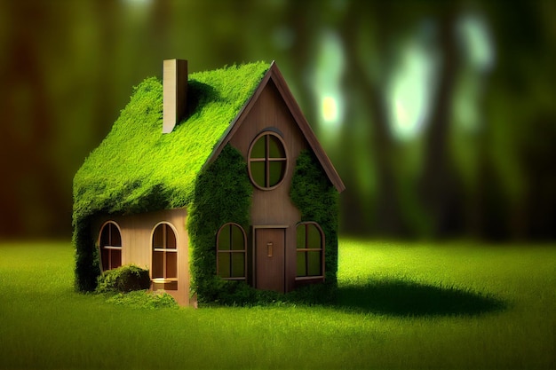 Maison écologique dans un environnement verdoyant