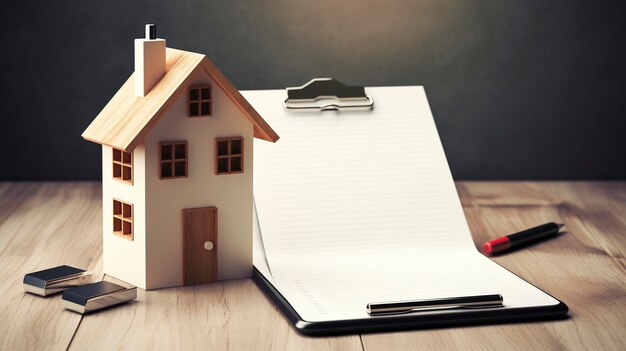 Photo une maison est sur une table avec un livre intitulé la maison