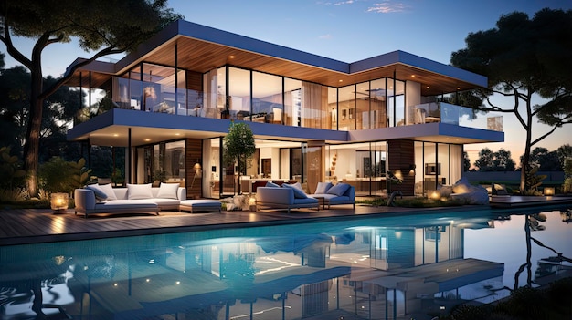 La maison a été conçue par un architecte et a été conçu pour ressembler à une piscine.