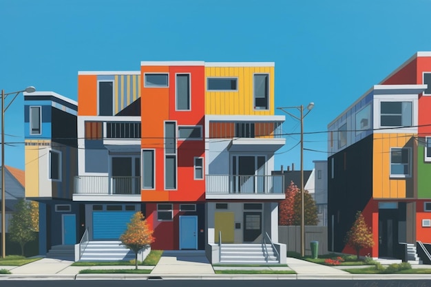 une maison avec une façade colorée par personne