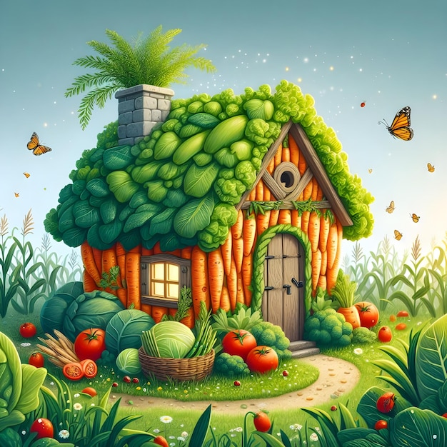 Une maison faite de légumes dans la nature