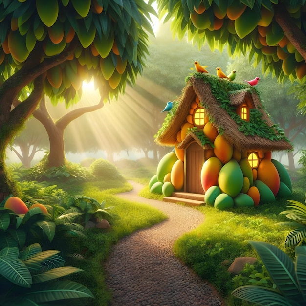 Une maison faite de mangue dans la nature
