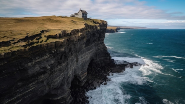 Maison sur falaise en Islande